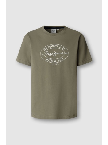 pepe jeans ανδρικό t-shirt μονόχρωμο με logo print `graham` σε προσφορά