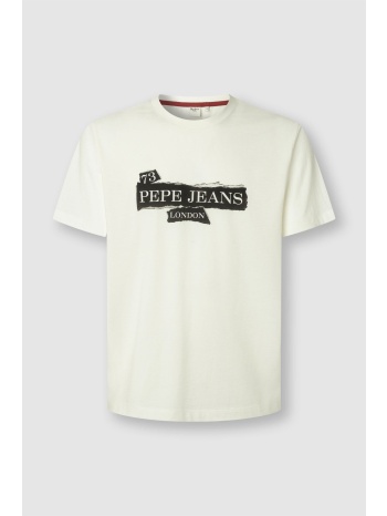 pepe jeans ανδρικό t-shirt μονόχρωμο με logo print σε προσφορά