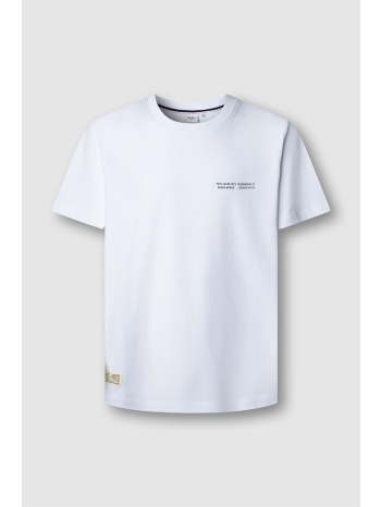 pepe jeans ανδρικό t-shirt μονόχρωμο με logo print `sean`  σε προσφορά