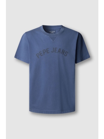 pepe jeans ανδρικό t-shirt μονόχρωμο με logo print `gio`  σε προσφορά