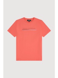 nautica ανδρικό t-shirt με λογότυπο και graphic print στο πίσω μέρος `grinnell` - n7v03935 κοραλί