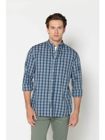 the bostonians ανδρικό πουκάμισο poplin button down με καρό σε προσφορά