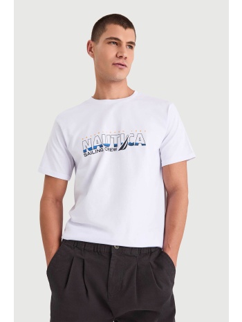 nautica ανδρικό t-shirt με λογότυπο `onda` - n1v03949 λευκό σε προσφορά