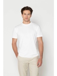the bostonians ανδρικό t-shirt πικέ με κεντημένο λογότυπο regular fit - ts1308 λευκό