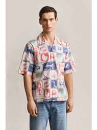 gant ανδρικό κοντομάνικο πουκάμισο με all-over print relaxed fit - 3260073 εκρού