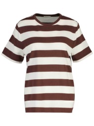 gant γυναικείο t-shirt με ριγέ σχέδιο και λογότυπο relaxed fit - 4201578 καφέ