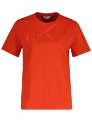 gant γυναικείο t-shirt με ton-sur-ton κεντημένο λογότυπο regular fit - 4200502 κοραλί
