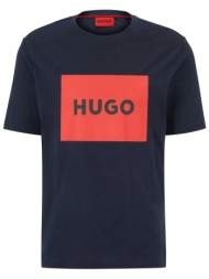 hugo boss ανδρικό t-shirt με logo print στο στήθος regular fit `dulive` - 50467952 μπλε σκούρο