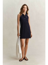 gant γυναικείο mini φόρεμα πόλο αμάνικο πικέ με monogram regular fit - 4201466 μπλε σκούρο