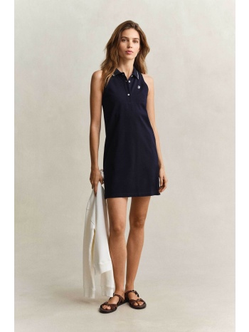 gant γυναικείο mini φόρεμα πόλο αμάνικο πικέ με monogram σε προσφορά