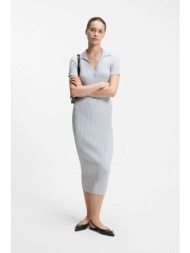 hugo boss γυναικείο midi φόρεμα ribbed `sunsyry` - 50557773 γαλάζιο