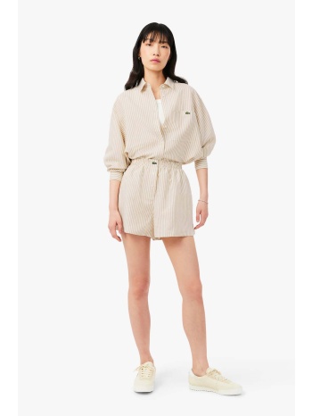 lacoste γυναικεία βερμούδα με ελαστική μέση και ριγέ σχέδιο σε προσφορά