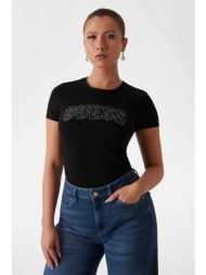 guess γυναικείο t-shirt με λογότυπο από στρας slim fit - w5gi04j1314 μπλε σκούρο