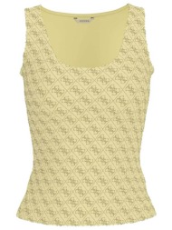 guess γυναικείο αμάνικο τοπ με all-over logo print regular fit - w6gp10k2932 κίτρινο