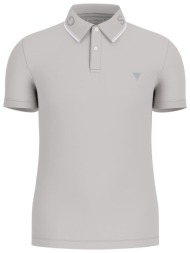 guess ανδρική πλεκτή μπλούζα πόλο κοντομάνικη slim fit - m6rp66j1314 γκρι