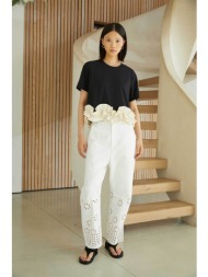 jovonna london γυναικείο παντελόνι με κέντημα `vesna` - vesna/trousers/ss26 λευκό