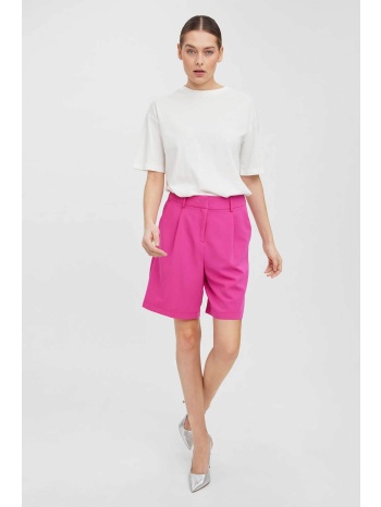 vero moda γυναικείο σορτς μονόχρωμο ψηλόμεσο με θηλιές για