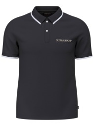 guess ανδρική μπλούζα πόλο με λογότυπο - m6rp24kcjv1 μαύρο