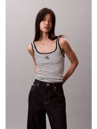 calvin klein jeans γυναικείο τοπ αμάνικο με ριγέ σχέδιο ribbed - lv047f832g ασπρόμαυρο