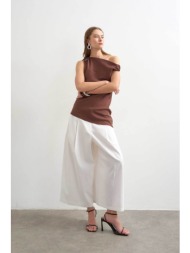topshop γυναικείο παντελόνι culotte `malin` - 31001124 λευκό