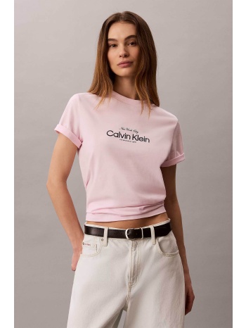 calvin klein jeans γυναικείο t-shirt μονόχρωμο με λογότυπο σε προσφορά