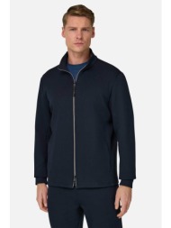 boggi milano ανδρική ζακέτα φούτερ με ψηλό λαιμό regular fit - bo26p018901 μπλε navy