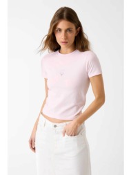 guess γυναικείο t-shirt με λογότυπο slim fit - w6ri15j1314 ροζ