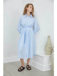 jovonna london γυναικείο φόρεμα σεμιζιέ με κέντημα `mossy` - mossy/dress/ss26 σιελ