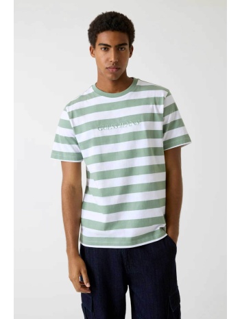guess ανδρικό t-shirt ριγέ με logo regular fit 