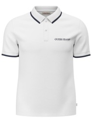 guess ανδρική μπλούζα πόλο με λογότυπο - m6rp24kcjv1 λευκό