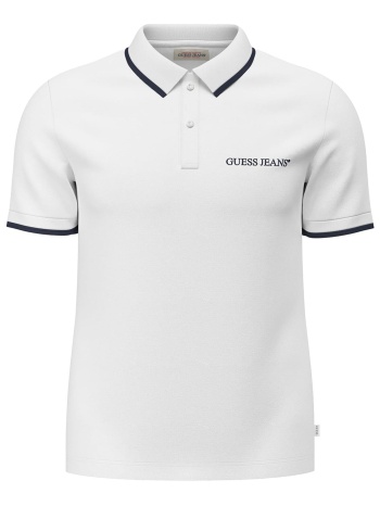 guess ανδρική μπλούζα πόλο με λογότυπο - m6rp24kcjv1 λευκό