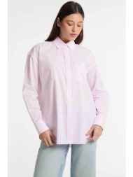 guess γυναικείο πουκάμισο ριγέ oversized fit - w5rh94wgz11 ροζ
