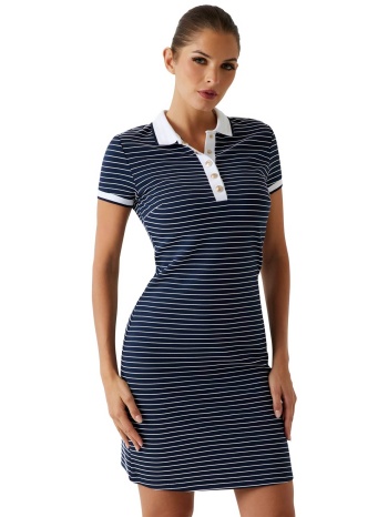 guess γυναικείο mini πόλο φόρεμα με ριγέ σχέδιο regular fit