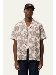 les deux ανδρικό κοντομάνικο πουκάμισο με all-over floral print loose fit `lesley` - 1001376 εκρού