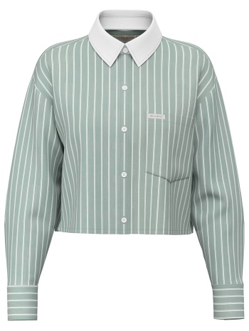 guess γυναικείο πουκάμισο με ριγέ σχέδιο cropped regular