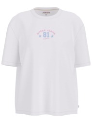 guess γυναικείο t-shirt με λογότυπο regular fit - w6ri20k8hm0 λευκό