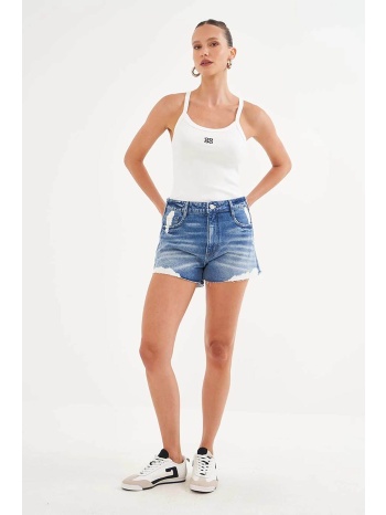 colcci γυναικείο αμάνικο τοπ μονόχρωμο με logo print ribbed
