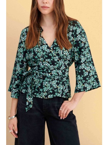 attrativo γυναικείο τοπ κρουαζέ με floral print - 9923015