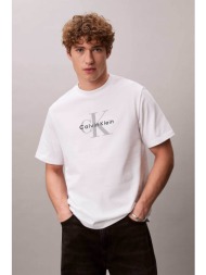 calvin klein jeans ανδρικό t-shirt μονόχρωμο με λογότυπο - lv04rb862g λευκό