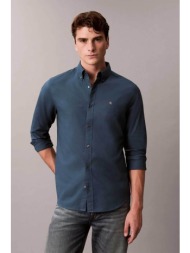 calvin klein jeans ανδρικό πουκάμισο oxford με λογότυπο στο στήθος - lv140em125 πετρόλ