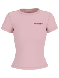 guess γυναικείο t-shirt με λογότυπο slim fit - w4yi02j1314 ροζ