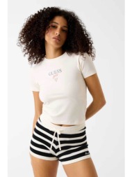 guess γυναικείο t-shirt με λογότυπο slim fit - w6ri15j1314 εκρού
