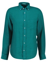 gant ανδρικό λινό πουκάμισο button down με τσέπη και κεντημένο λογότυπο regular fit - 3240120 πράσιν