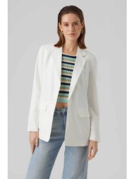 vero moda γυναικείο σακάκι μονόχρωμο από βισκόζη box fit - 10287190 λευκό