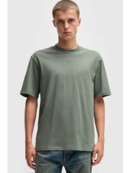 hugo boss ανδρικό t-shirt μονόχρωμο βαμβακερό με ανάγλυφο λογότυπο `dapolino` - 50488330 πράσινο ανο