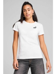 puma γυναικείο t-shirt με λογότυπο regular fit `essential` - 682372 λευκό