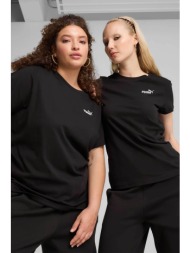 puma γυναικείο t-shirt με λογότυπο regular fit `essential` - 682372 μαύρο