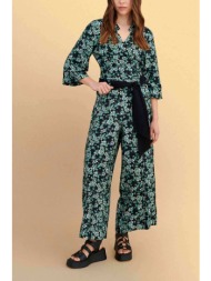 attrativo γυναικεία ζιπ κιλότ με ελαστική μέση και floral print - 9923016 πράσινο