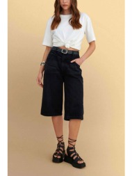 attrattivo γυναικείο denim σορτς με ζώνη - 9923096 μαύρο