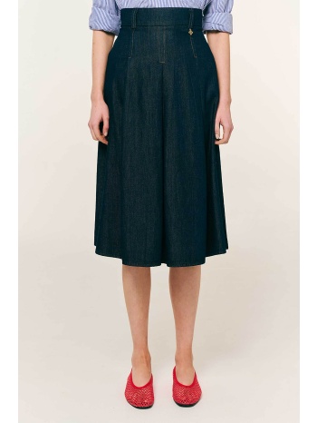 forel γυναικεία φούστα midi denim με πιέτες - 082.00.01.012